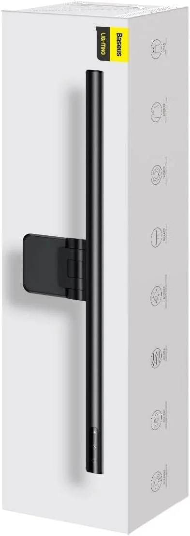 چراغ مانیتور Baseus، چراغ صفحه نمایش با تغذیه USB با قابلیت تنظیم نور پیوسته، 3 دمای رنگ، محافظت از چشم بدون تابش خیره کننده برای میز، دفتر، بازی و مطالعه الکترونیکی - مشکی