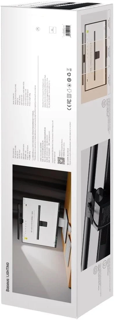 چراغ مانیتور Baseus، چراغ صفحه نمایش با تغذیه USB با قابلیت تنظیم نور پیوسته، 3 دمای رنگ، محافظت از چشم بدون تابش خیره کننده برای میز، دفتر، بازی و مطالعه الکترونیکی - مشکی
