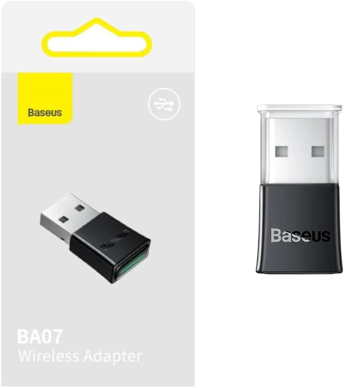 آداپتور بلوتوث 5.3 Baseus 【Plug & Play】 آداپتور بلوتوث USB برای کامپیوتر، دانگل بلوتوث، آداپتور گیرنده بلوتوث USB با برد گسترده 20 متری برای ماوس، کیبورد، هدفون، بلندگو سازگار با Win 11/10/8.1
