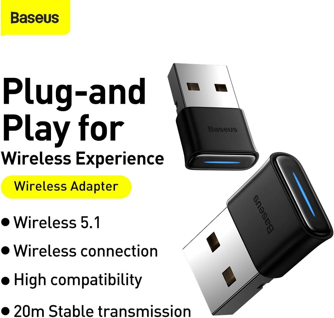 دانگل بلوتوثی Baseus BA04 آداپتور بی سیم 5.1، برد 20 متری، اتصال USB، کیفیت صدای HD، اتصال 7 دستگاه، بدون نیاز به درایور برای ویندوز، مناسب برای کیبورد، ماوس، اسپیکر و تلفن - مشکی دانگل بلوتوثی Baseus BA04 آداپتور بی سیم 5.1، برد 20 متری، اتصال USB، کیفیت صدای HD، اتصال 7 دستگاه، بدون نیاز به درایور برای ویندوز، مناسب برای کیبورد، ماوس، اسپیکر و تلفن - مشکی