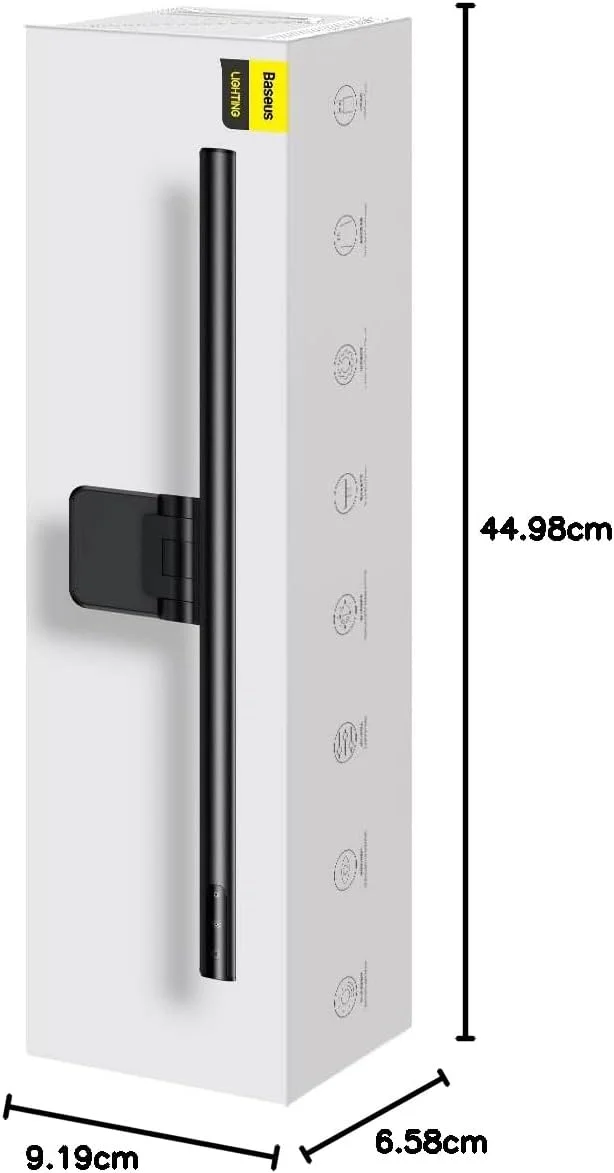 چراغ مانیتور Baseus، چراغ صفحه نمایش با تغذیه USB با قابلیت تنظیم نور پیوسته، 3 دمای رنگ، محافظت از چشم بدون تابش خیره کننده برای میز، دفتر، بازی و مطالعه الکترونیکی - مشکی