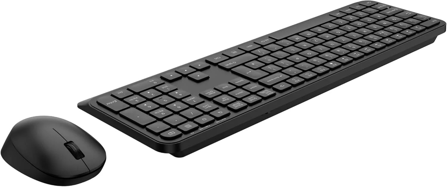 مجموعه کیبورد و ماوس بی سیم USB فیلیپس مدل SPT6307B، طراحی کم حاشیه، صدای کلیک کاهش یافته، ردیابی اپتیکال، کلیدهای میانبر چند رسانه ای، اتصال آسان به کامپیوتر/لپ تاپ