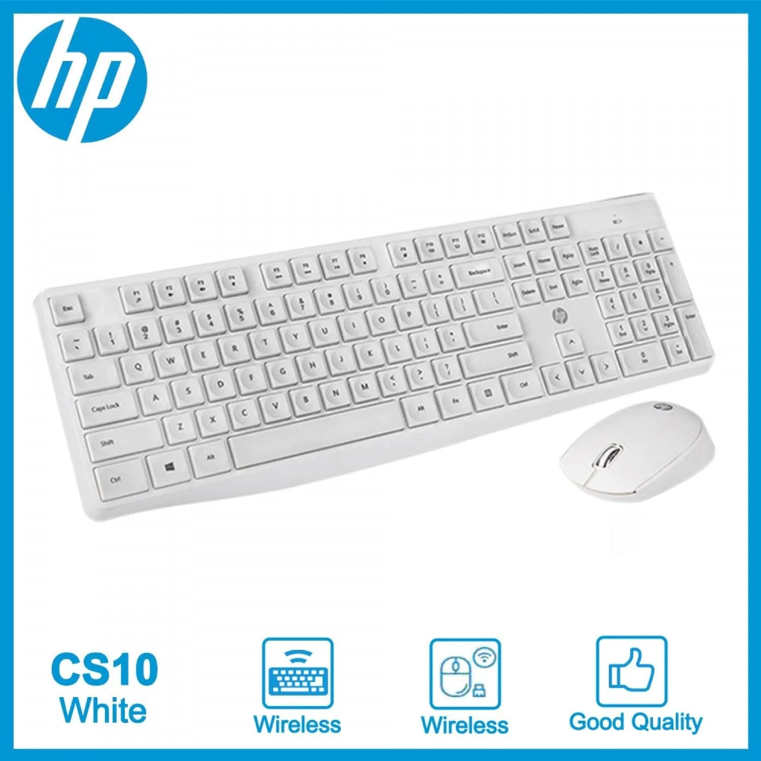 ست کیبورد و ماوس بی‌سیم USB اچ پی مدل CS10 - سفید