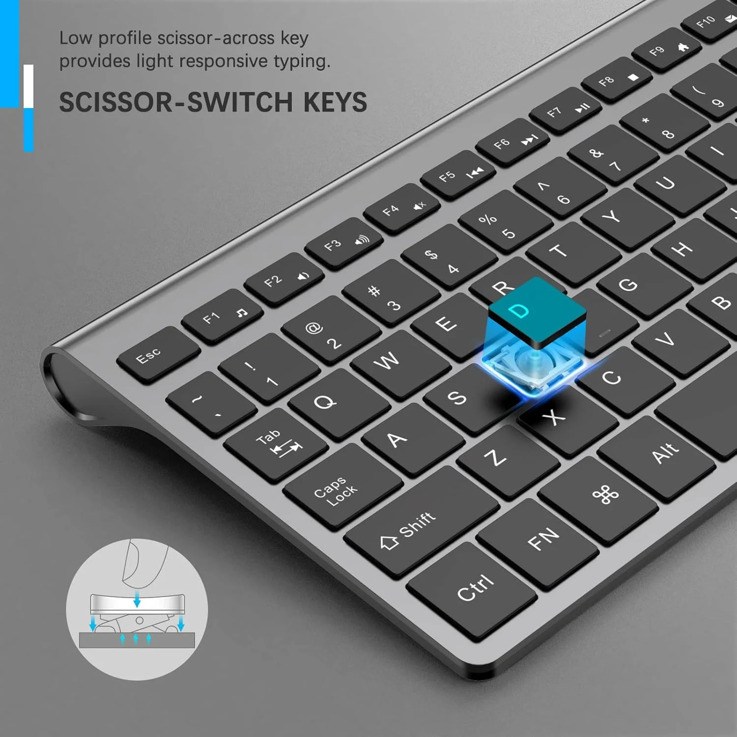 کیبورد بی سیم JOYACCESS J 2.4G باریک و جمع و جور با صفحه کلید عددی برای لپ تاپ، مک ایر، اپل، کامپیوتر، PC