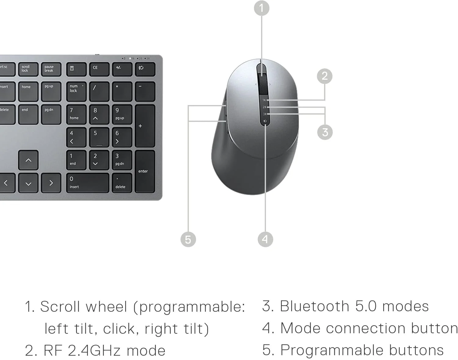 کیبورد و ماوس بی‌سیم چند دستگاهه Dell Premier - مدل KM7321W