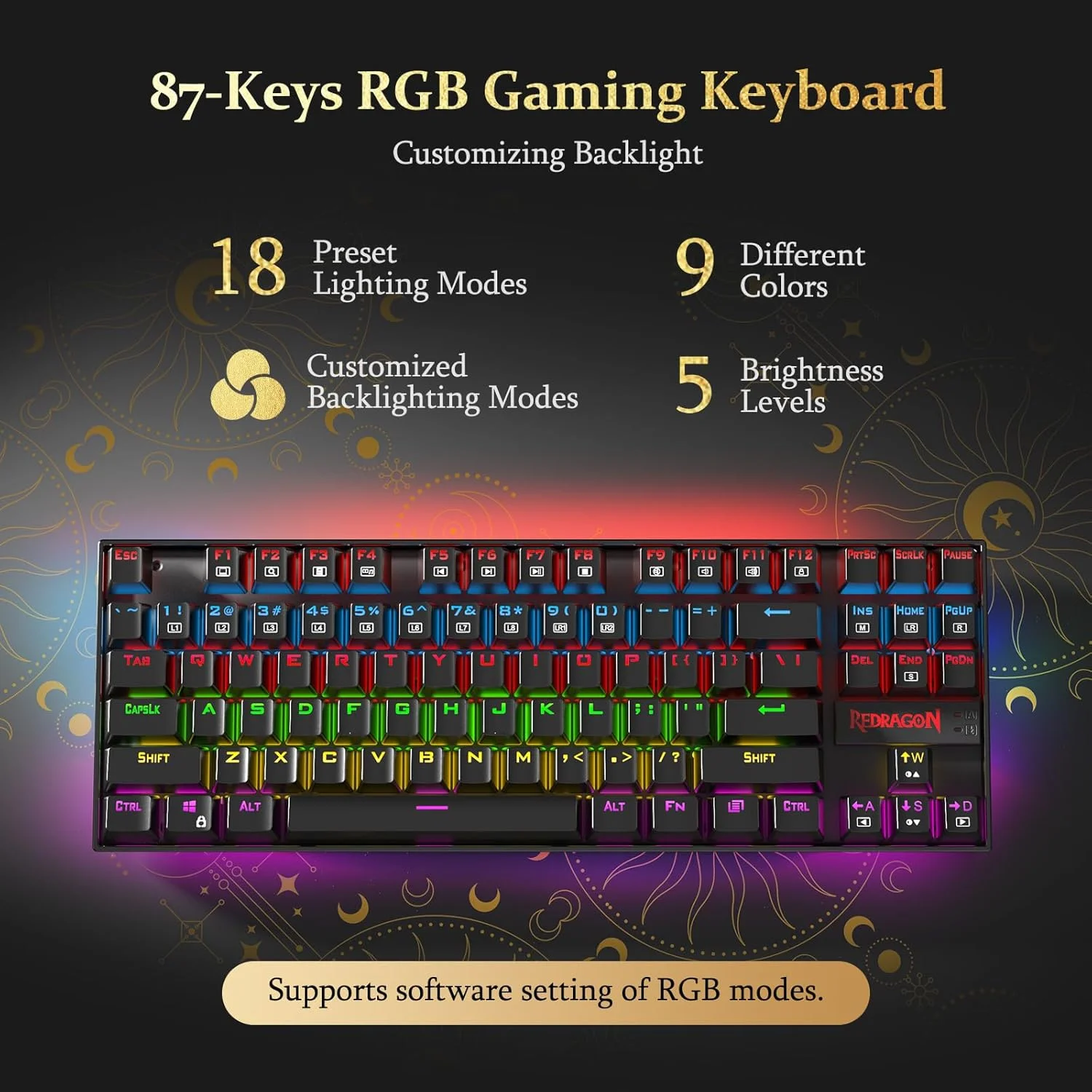 کیبورد گیمینگ مکانیکی نور پس زمینه دار RGB ردراگون مدل K552-RGB Kumara (مشکی)