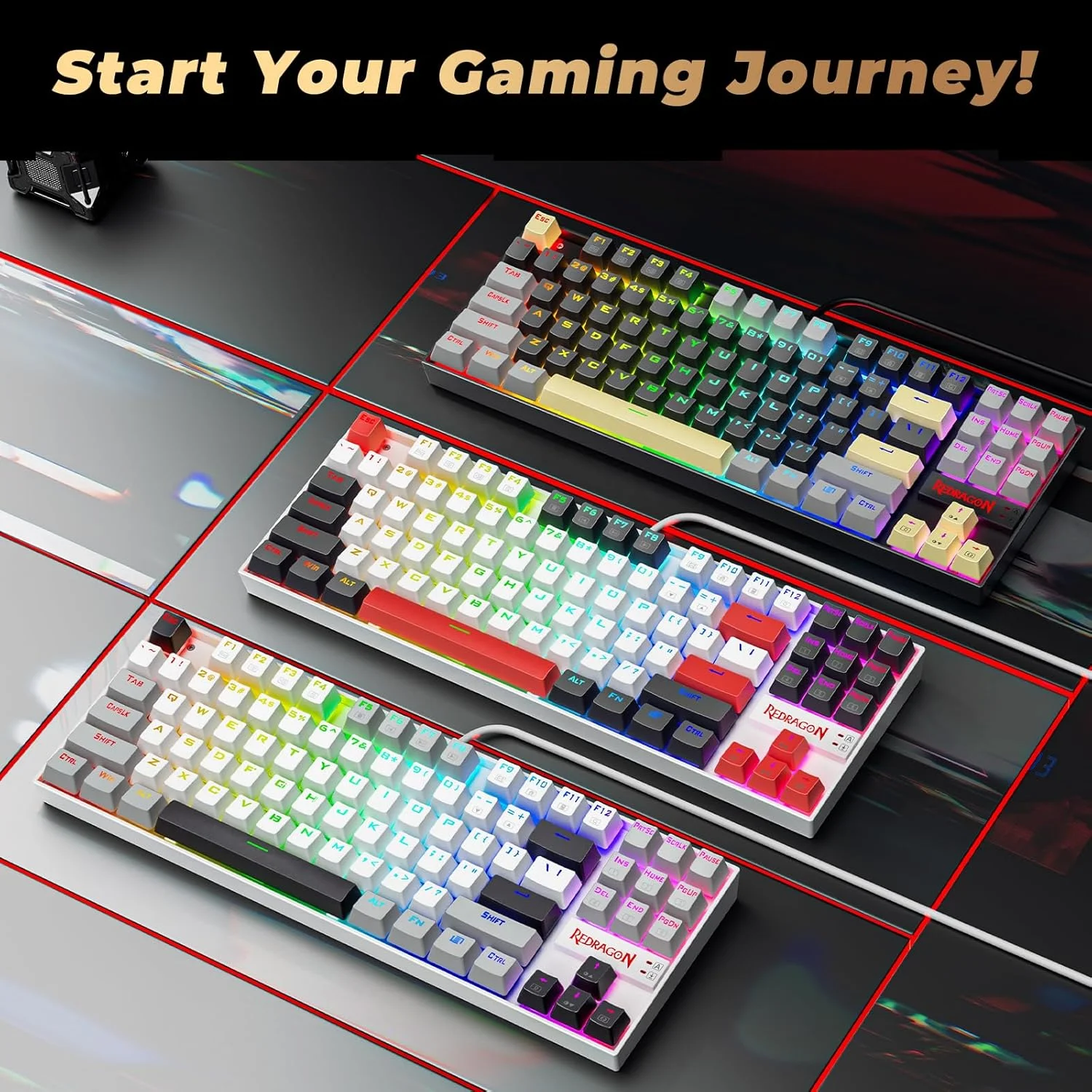 کیبورد گیمینگ مکانیکی نور پس زمینه دار RGB ردراگون مدل K552-RGB Kumara (مشکی)