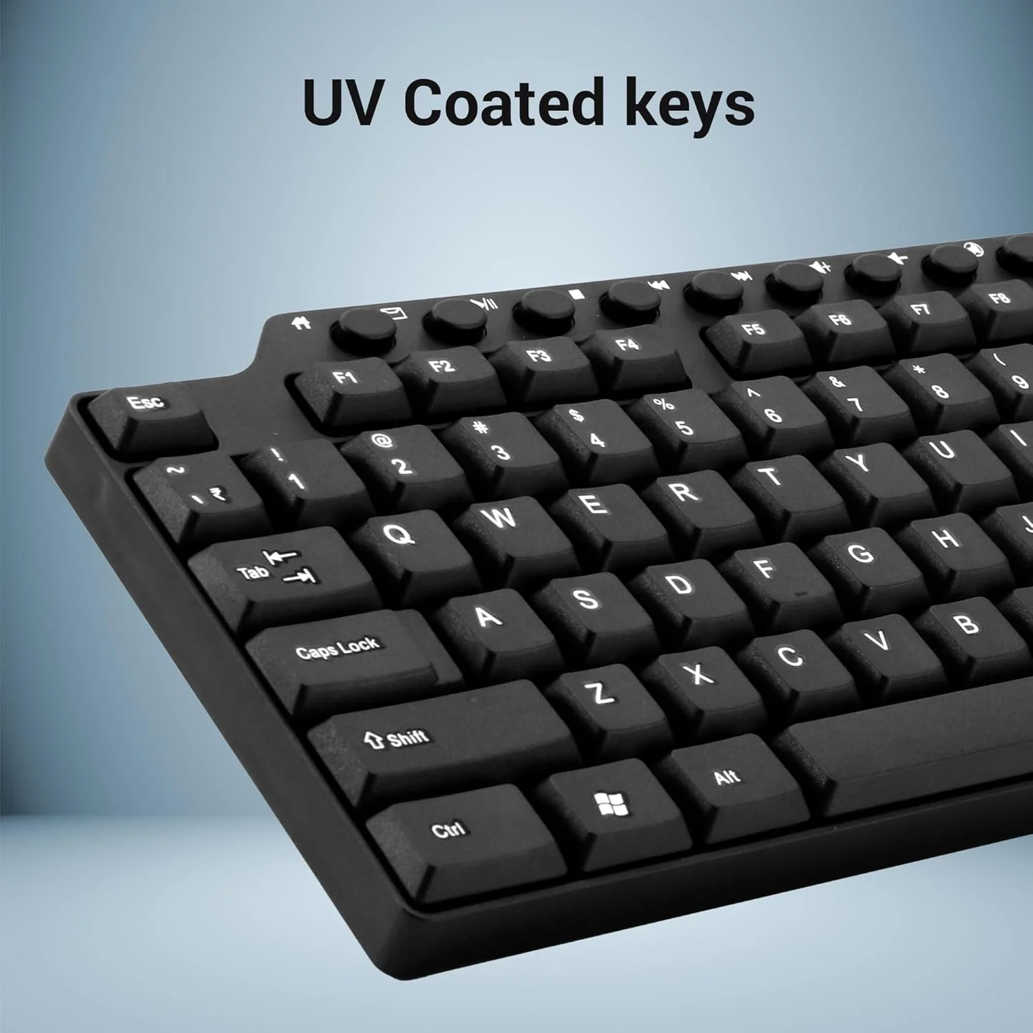 کیبورد چند رسانه ای USB زبرونیکس ZEB-KM2100 با 114 کلید شامل 12 کلید چند رسانه ای اختصاصی و کلید روپیه