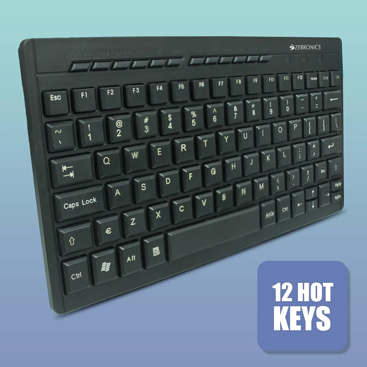 کیبورد سیم دار USB چند رسانه ای کوچک زبرونیکس ZEB-K04 با 96 کلید با روکش UV، باریک و جمع و جور، برای کامپیوتر/مک