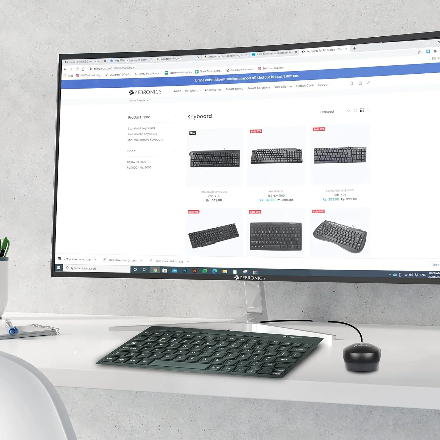 کیبورد سیم دار USB چند رسانه ای کوچک زبرونیکس ZEB-K04 با 96 کلید با روکش UV، باریک و جمع و جور، برای کامپیوتر/مک