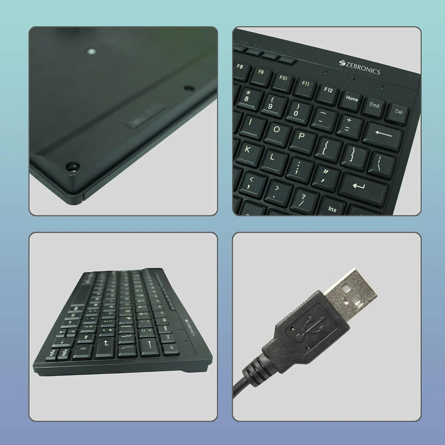 کیبورد سیم دار USB چند رسانه ای کوچک زبرونیکس ZEB-K04 با 96 کلید با روکش UV، باریک و جمع و جور، برای کامپیوتر/مک