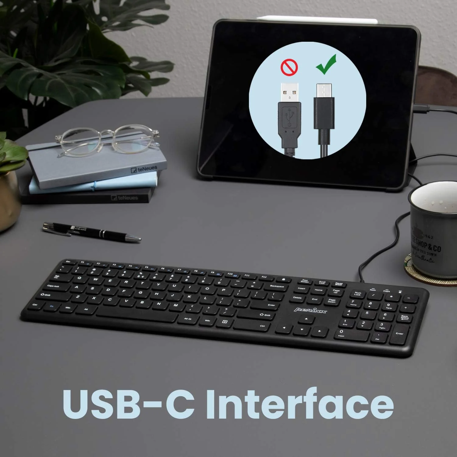 کیبورد سایز کامل USB-C پریکس PERIBOARD-210، طراحی فوق العاده باریک، کلیدهای شیکلت بی صدا، طرح بندی QWERTY UK، مشکی کیبورد سایز کامل USB-C پریکس PERIBOARD-210، طراحی فوق العاده باریک، کلیدهای شیکلت بی صدا، طرح بندی QWERTY UK، مشکی
