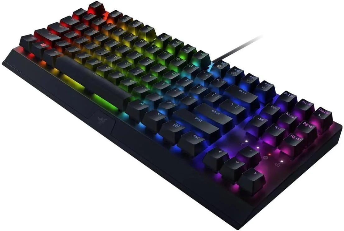 کیبورد گیمینگ مکانیکی بدون کلید Razer BlackWidow V3: سوییچهای مکانیکی Razer - نورپردازی Chroma RGB - فرم فاکتور جمع و جور - عملکرد ماکرو قابل برنامهریزی - USB Passthrough (بازسازی شده) کیبورد گیمینگ مکانیکی بدون کلید Razer BlackWidow V3: سوییچهای مکانیکی Razer - نورپردازی Chroma RGB - فرم فاکتور جمع و جور - عملکرد ماکرو قابل برنامهریزی - USB Passthrough (بازسازی شده)