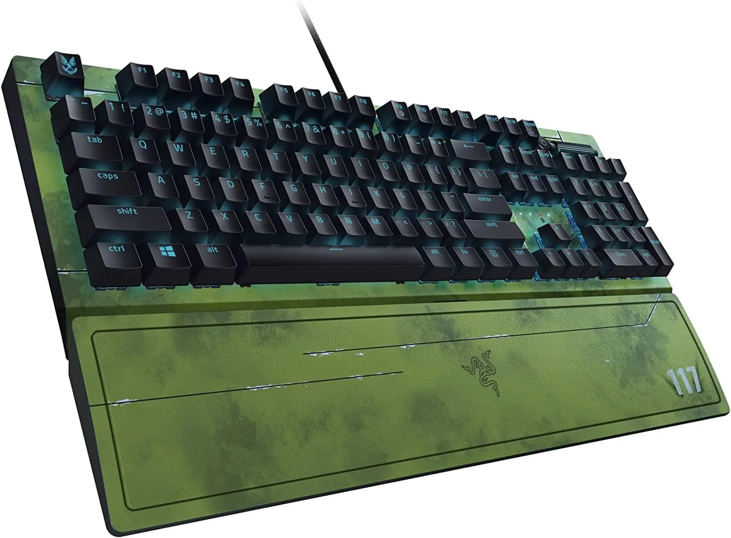 کیبورد گیمینگ مکانیکی Razer BlackWidow V3: سوییچ‌های مکانیکی سبز - لمسی و کلیکی - نورپردازی Chroma RGB - فرم فاکتور جمع و جور - ماکروهای قابل برنامه ریزی - Halo Infinite
