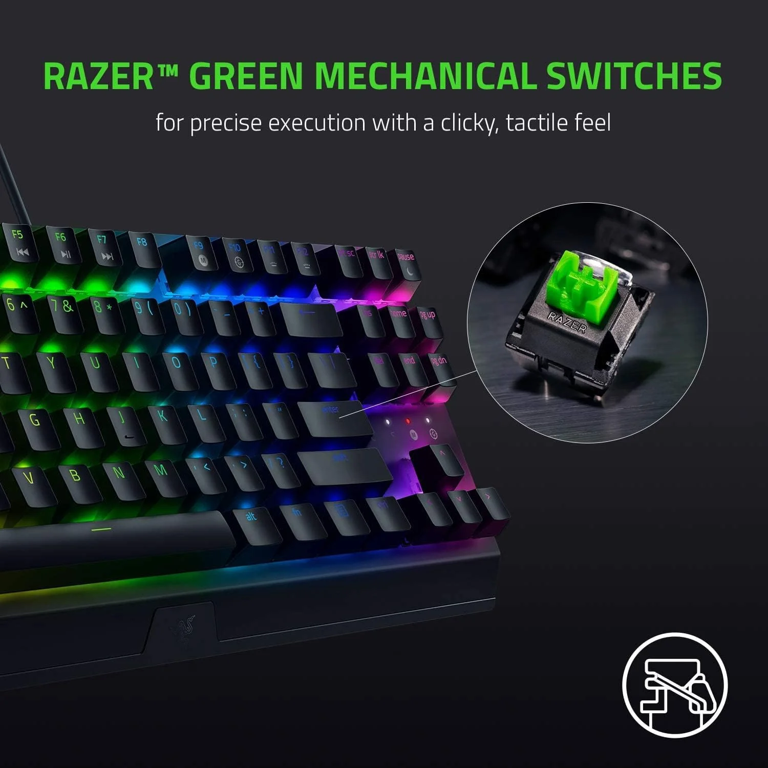 کیبورد گیمینگ مکانیکی بدون کلید Razer BlackWidow V3: سوییچهای مکانیکی Razer - نورپردازی Chroma RGB - فرم فاکتور جمع و جور - عملکرد ماکرو قابل برنامهریزی - USB Passthrough (بازسازی شده) کیبورد گیمینگ مکانیکی بدون کلید Razer BlackWidow V3: سوییچهای مکانیکی Razer - نورپردازی Chroma RGB - فرم فاکتور جمع و جور - عملکرد ماکرو قابل برنامهریزی - USB Passthrough (بازسازی شده)