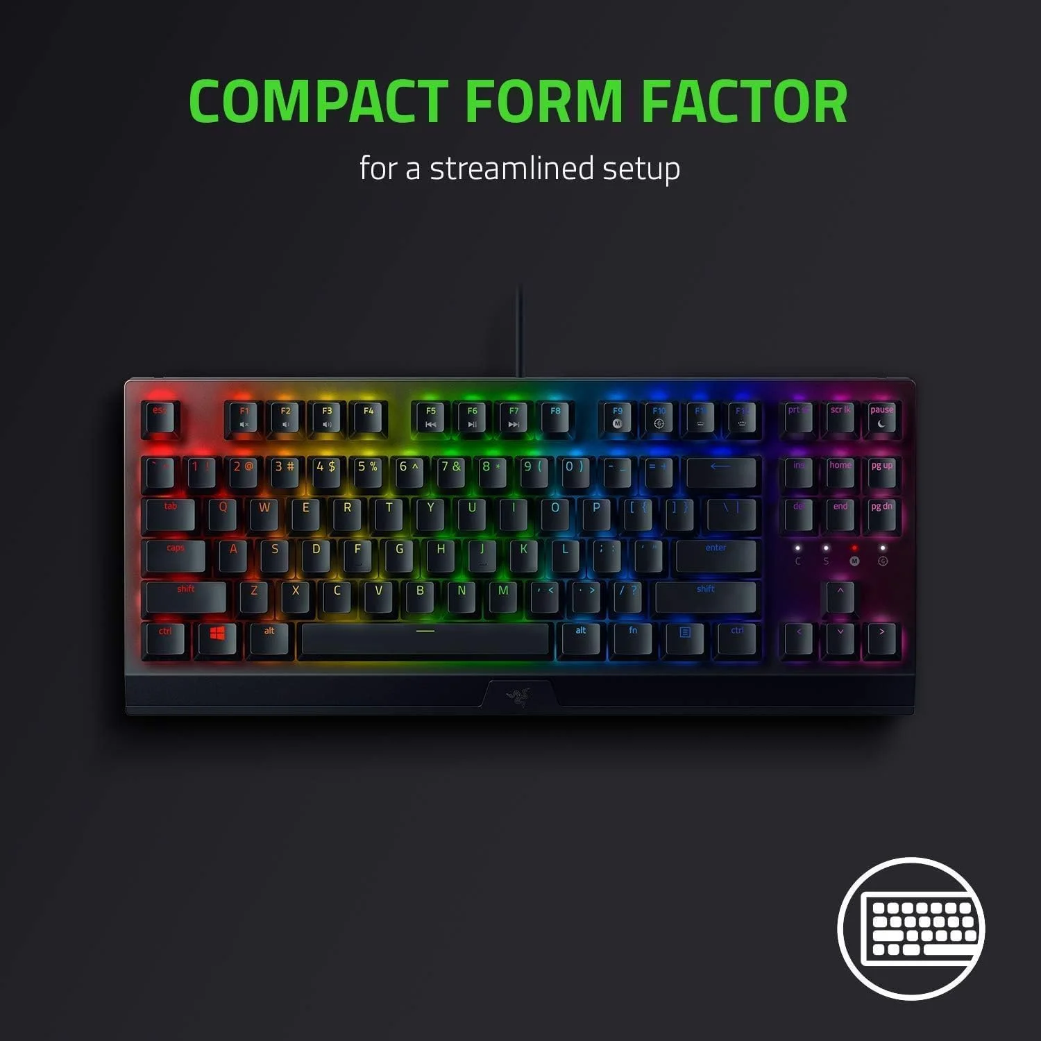 کیبورد گیمینگ مکانیکی بدون کلید Razer BlackWidow V3: سوییچهای مکانیکی Razer - نورپردازی Chroma RGB - فرم فاکتور جمع و جور - عملکرد ماکرو قابل برنامهریزی - USB Passthrough (بازسازی شده) کیبورد گیمینگ مکانیکی بدون کلید Razer BlackWidow V3: سوییچهای مکانیکی Razer - نورپردازی Chroma RGB - فرم فاکتور جمع و جور - عملکرد ماکرو قابل برنامهریزی - USB Passthrough (بازسازی شده)