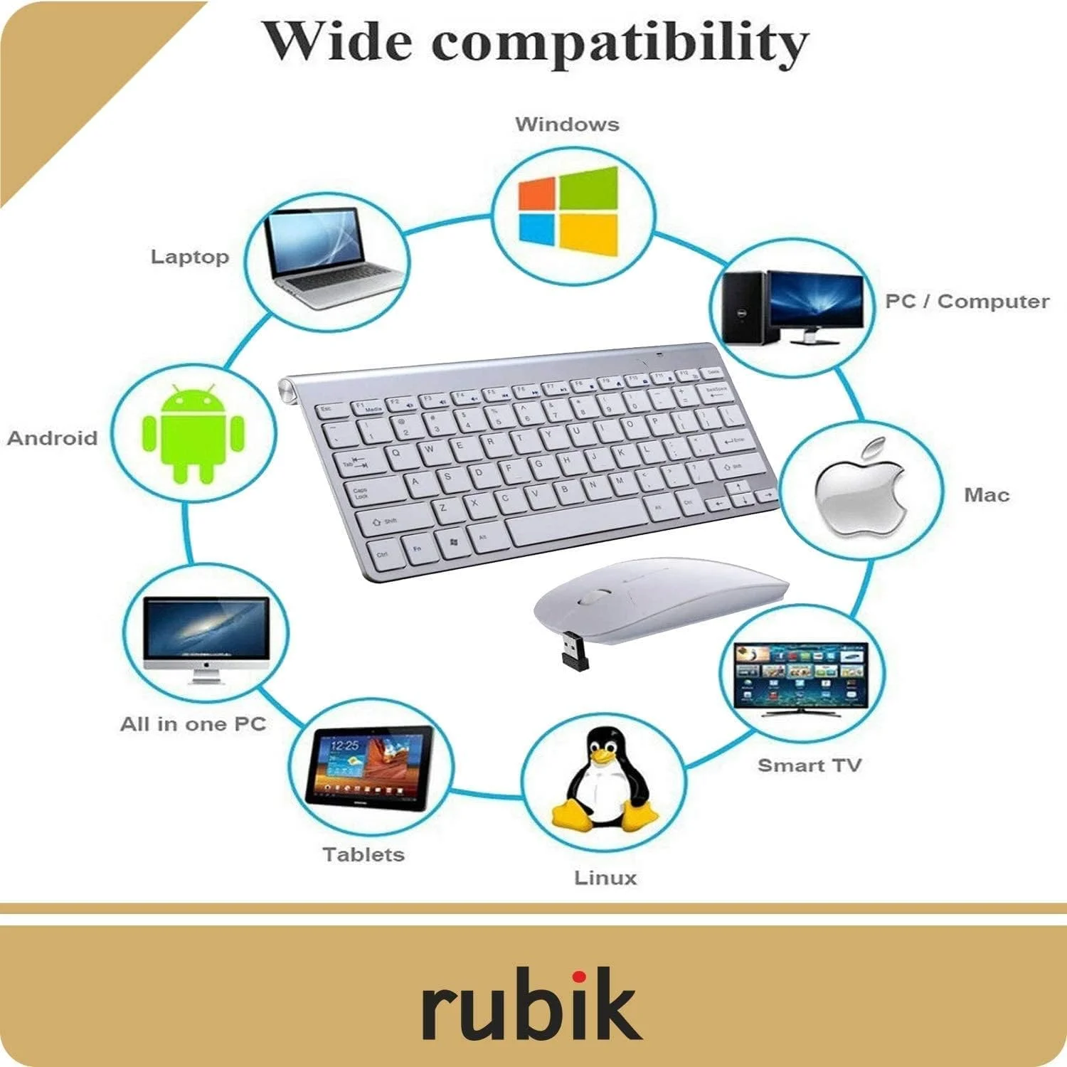 مجموعه کیبورد و ماوس بی سیم 2.4 گیگاهرتز روبیک، کیبورد فوق العاده نازک و قابل حمل سازگار با کامپیوتر، لپ تاپ، دسکتاپ، PC، مک، برای ویندوز XP/Vista/7/8/10/11، سیستم عامل اندروید - نقره ای/سفید مجموعه کیبورد و ماوس بی سیم 2.4 گیگاهرتز روبیک، کیبورد فوق العاده نازک و قابل حمل سازگار با کامپیوتر، لپ تاپ، دسکتاپ، PC، مک، برای ویندوز XP/Vista/7/8/10/11، سیستم عامل اندروید - نقره ای/سفید