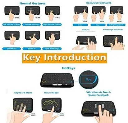 کیبورد و تاچ پد بی سیم مینی SKEIDO 2.4GHz، کنترل از راه دور قابل شارژ H18 برای Google Android Smart TV Box، PC، Linux، HTPC، IPTV، XBMC، Windows