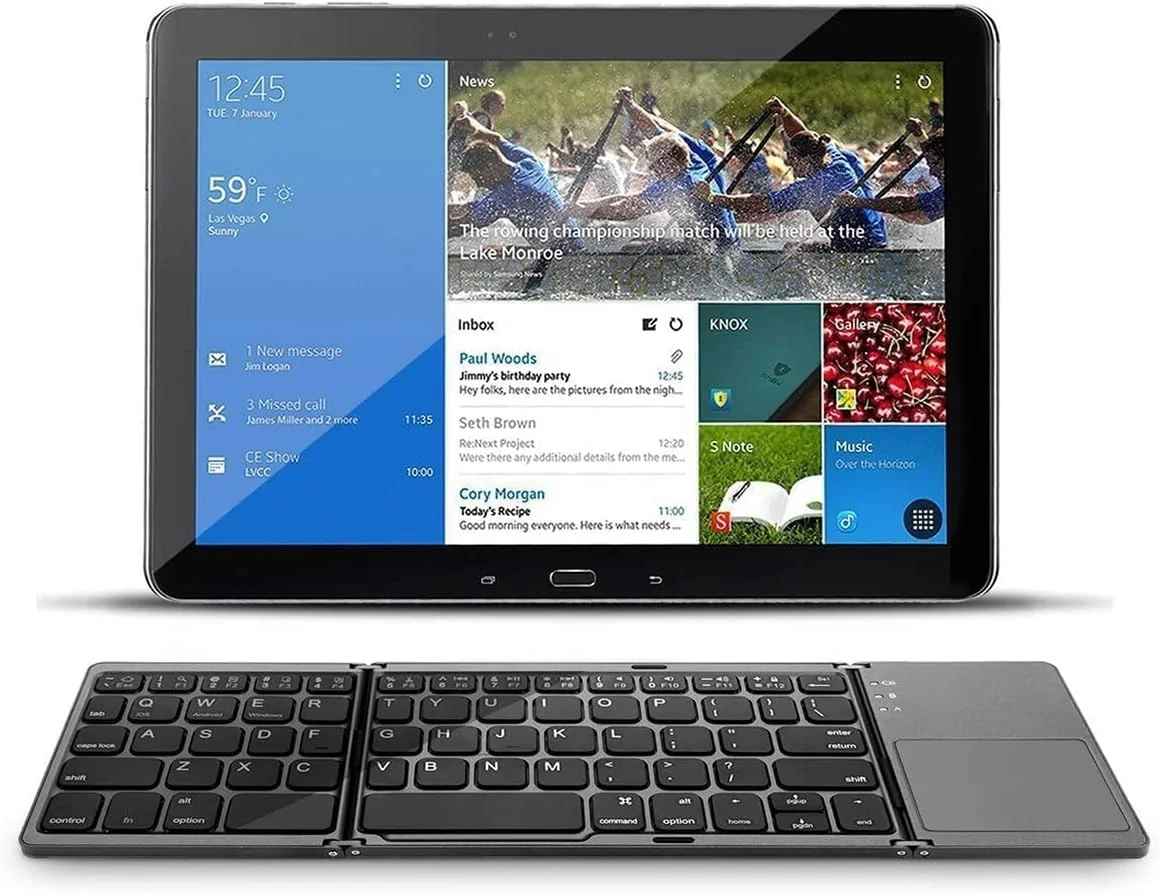 کیبورد تاشو بلوتوثی فوق باریک SKEIDO مدل Ultra Thin Mini 3.0 با تاچ پد، سازگار با تبلت، لپ تاپ و موبایل