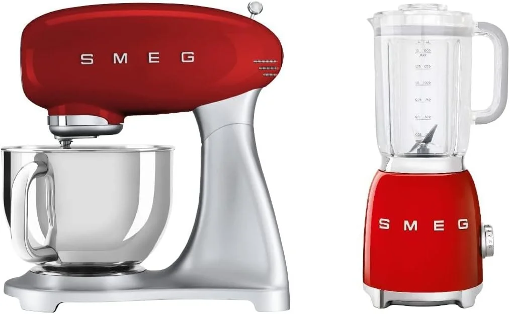 پیشنهاد ویژه Smeg SMF02RDBLF، میکسر ایستاده به سبک دهه 50 قرمز + مخلوط کن قرمز