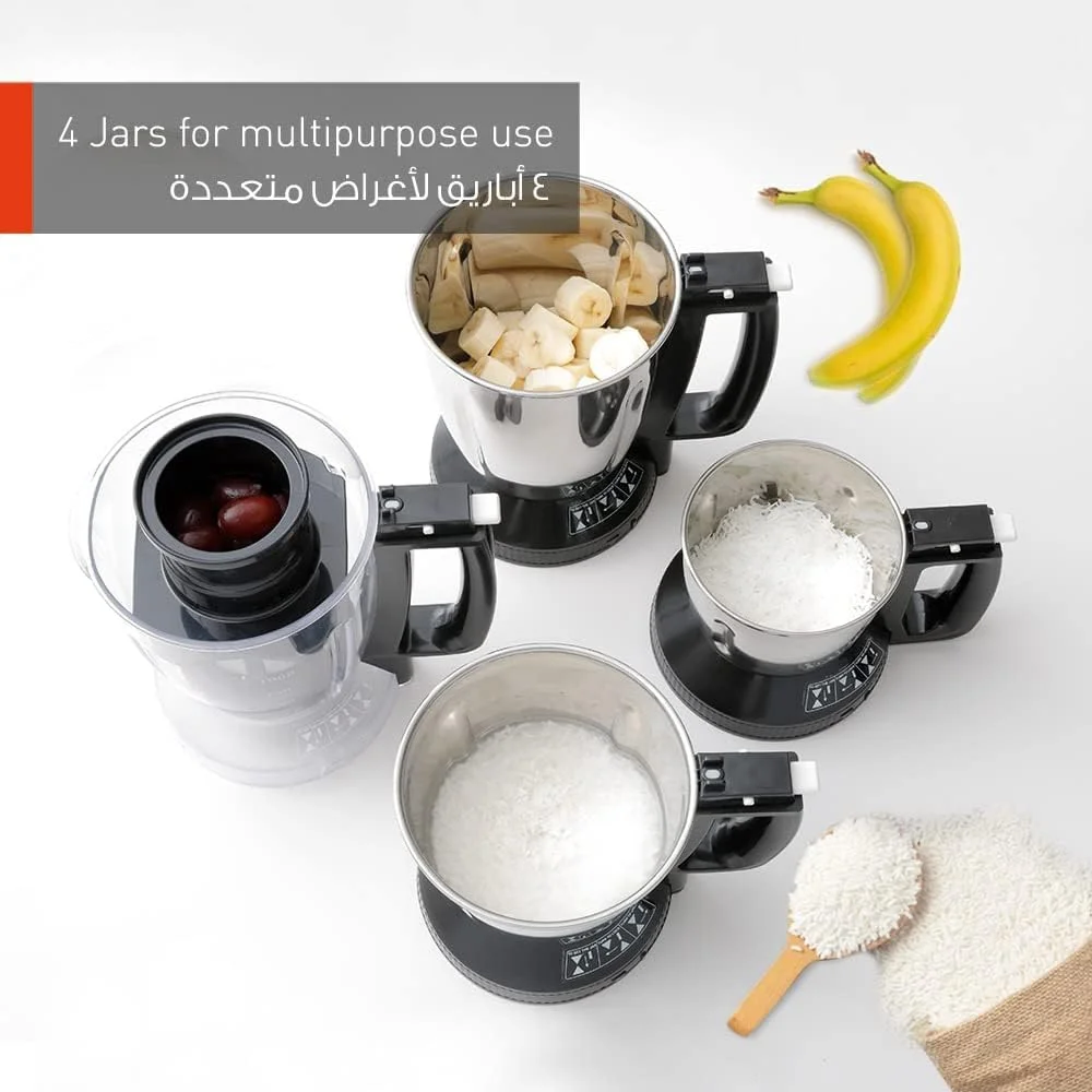 مخلوط کن آسیاب سوپر پاناسونیک، 1000 وات، Mx-Ac400، مشکی، 3 پارچ استیل ضد زنگ، 1 پارچ آبمیوه گیری