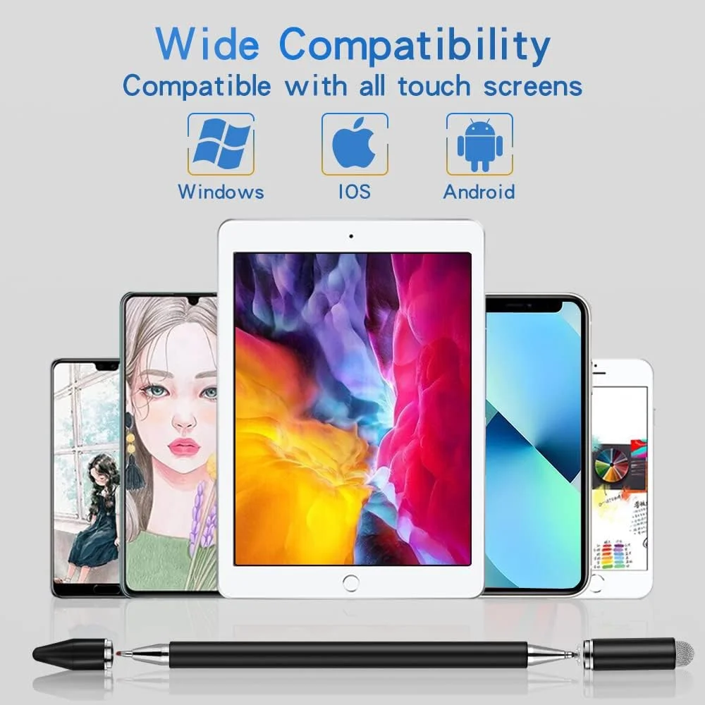 قلم لمسی INFOSUN برای آیپد، قلم دیسک مغناطیسی یونیورسال، صفحه نمایش لمسی برای Apple/iPhone/iPad pro/Mini/Air/Android/Microsoft/Surface، تمام صفحه نمایش های لمسی خازنی - مشکی