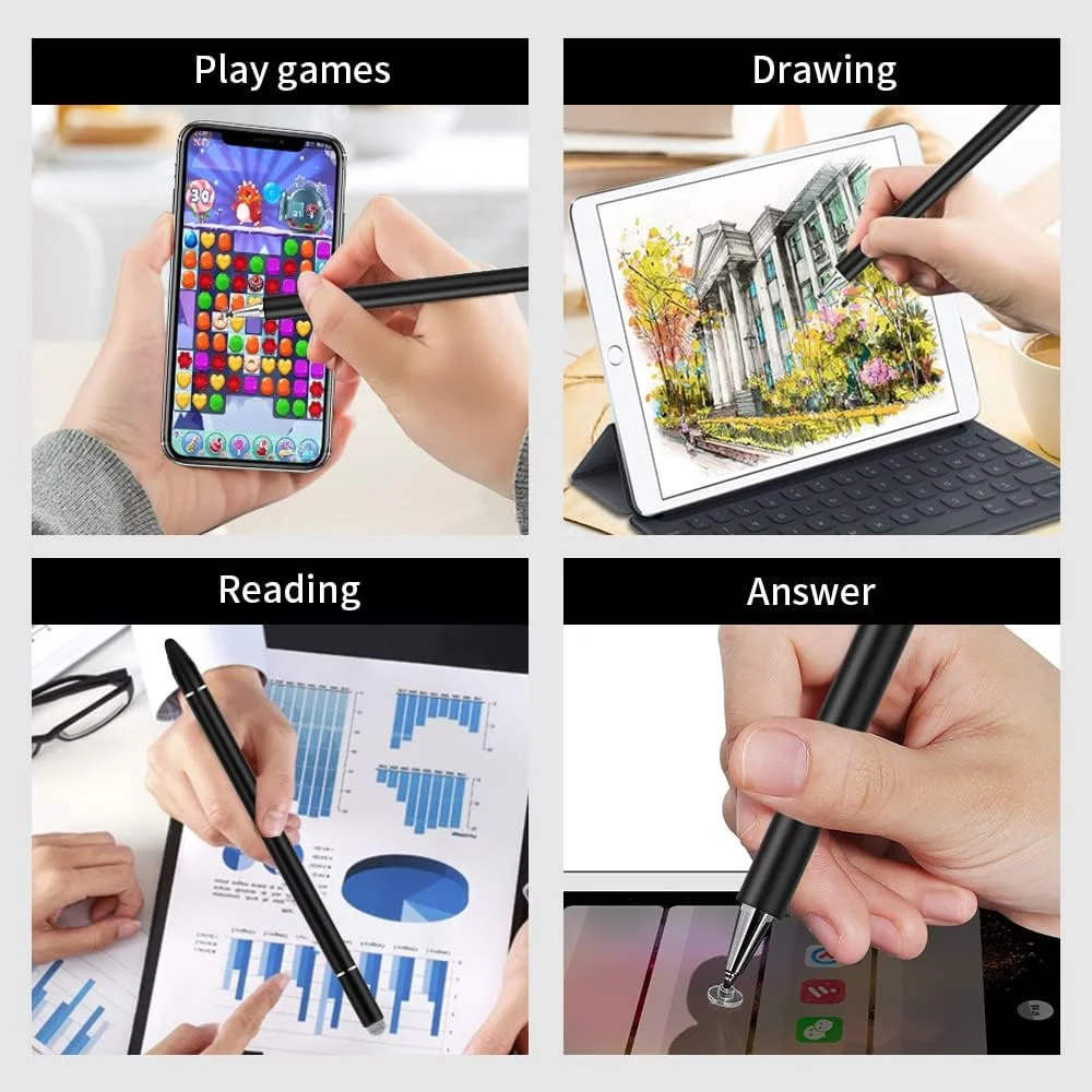 قلم لمسی INFOSUN برای آیپد، قلم دیسک مغناطیسی یونیورسال، صفحه نمایش لمسی برای Apple/iPhone/iPad pro/Mini/Air/Android/Microsoft/Surface، تمام صفحه نمایش های لمسی خازنی - مشکی