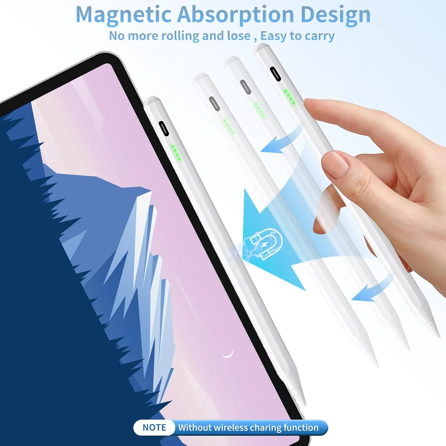 قلم لمسی INFOSUN برای آیپد نسل 9 و 10 با قابلیت رد دست، قلم فعال سازگار با Apple iPad 10/9/8/7/6th Gen، iPad Air 5th/4th/3rd Gen، iPad Pro 11 & 12.9 اینچ، iPad Mini 6th/5th Gen