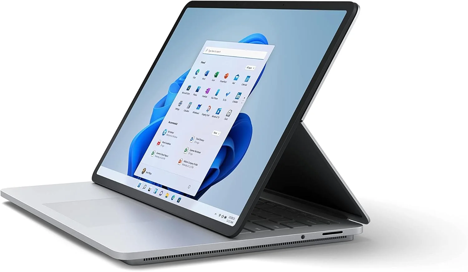 مایکروسافت Surface Laptop Studio (THR-00013) – صفحه لمسی 14.4 اینچی، پردازنده Intel Core i5-11300H، رم 16 گیگابایتی، SSD 256 گیگابایتی، ویندوز 11 Home – پلاتینیوم | لپ تاپ تبدیل شونده 2 در 1 (بازسازی شده)
