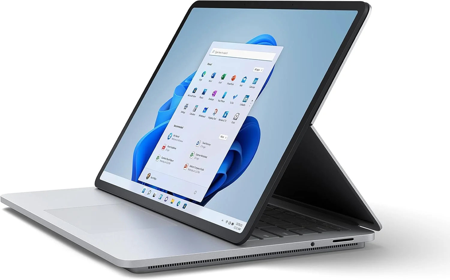 لپ تاپ لمسی 14.4 اینچی Microsoft Surface Laptop Studio (پلاتینیوم) Intel 11th Gen i5، رم 16 گیگابایت، SSD 512 گیگابایت Windows 11 Home نسخه 2022، نقره ای، رم 16 گیگابایت، SSD 512 گیگابایت