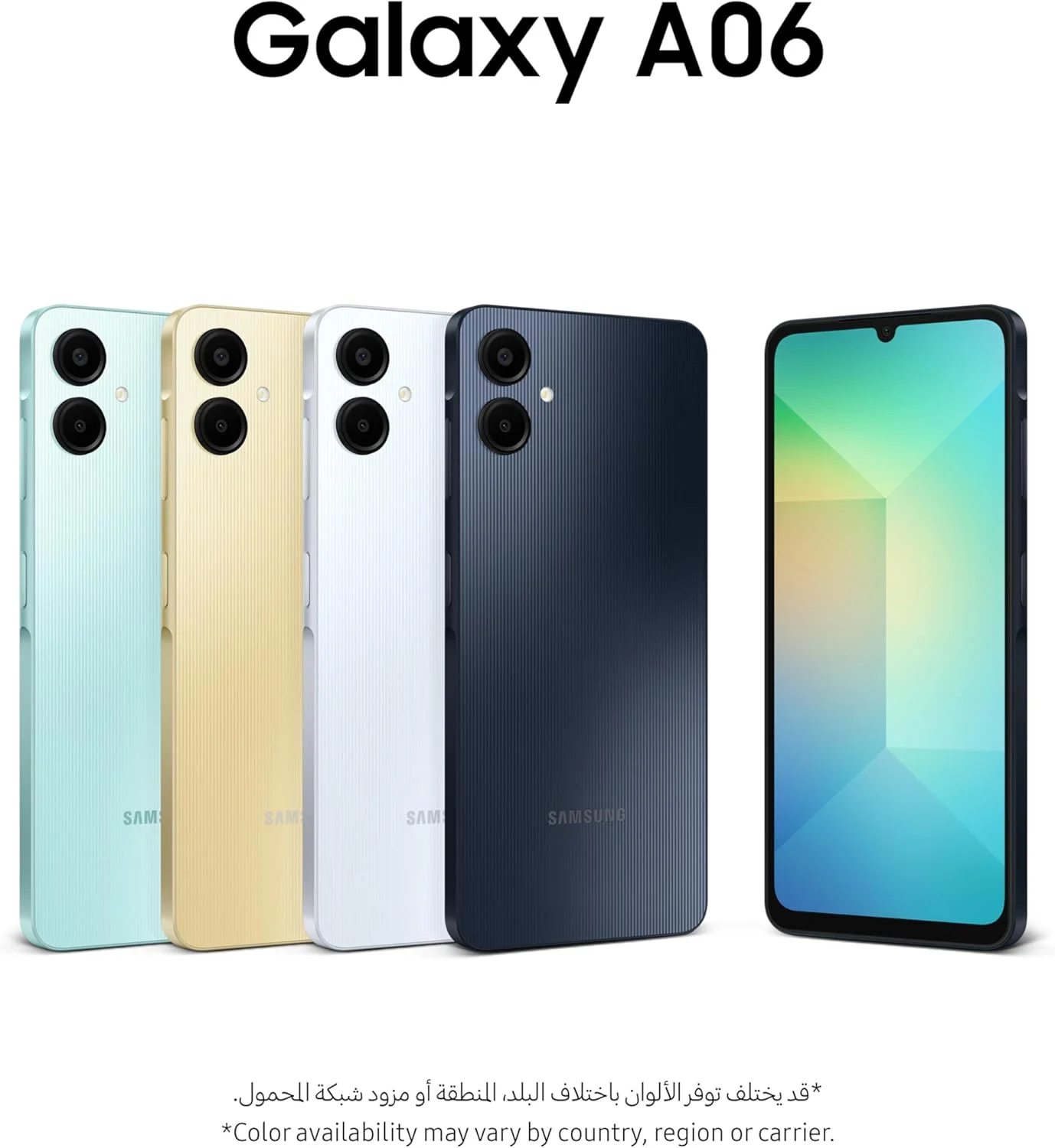 گوشی موبایل سامسونگ گلکسی A06 LTE، گوشی هوشمند اندروید، موبایل دو سیم کارت، 4 گیگابایت رم، 64 گیگابایت حافظه داخلی، مشکی (نسخه امارات)