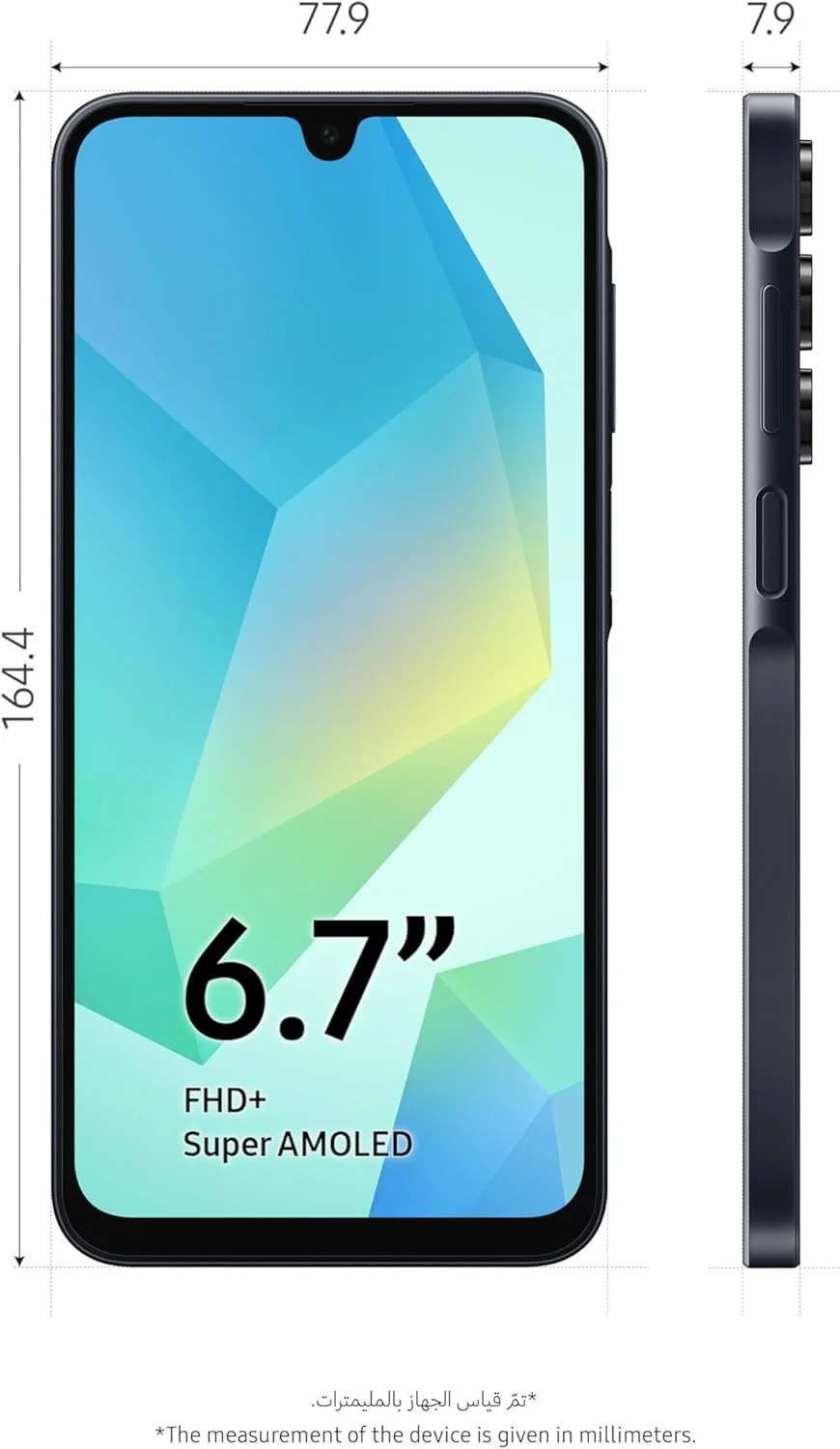 گوشی موبایل سامسونگ گلکسی A16 LTE، گوشی هوشمند اندروید، موبایل دو سیم کارت، 4 گیگابایت رم، 128 گیگابایت حافظه داخلی، مشکی (نسخه امارات)