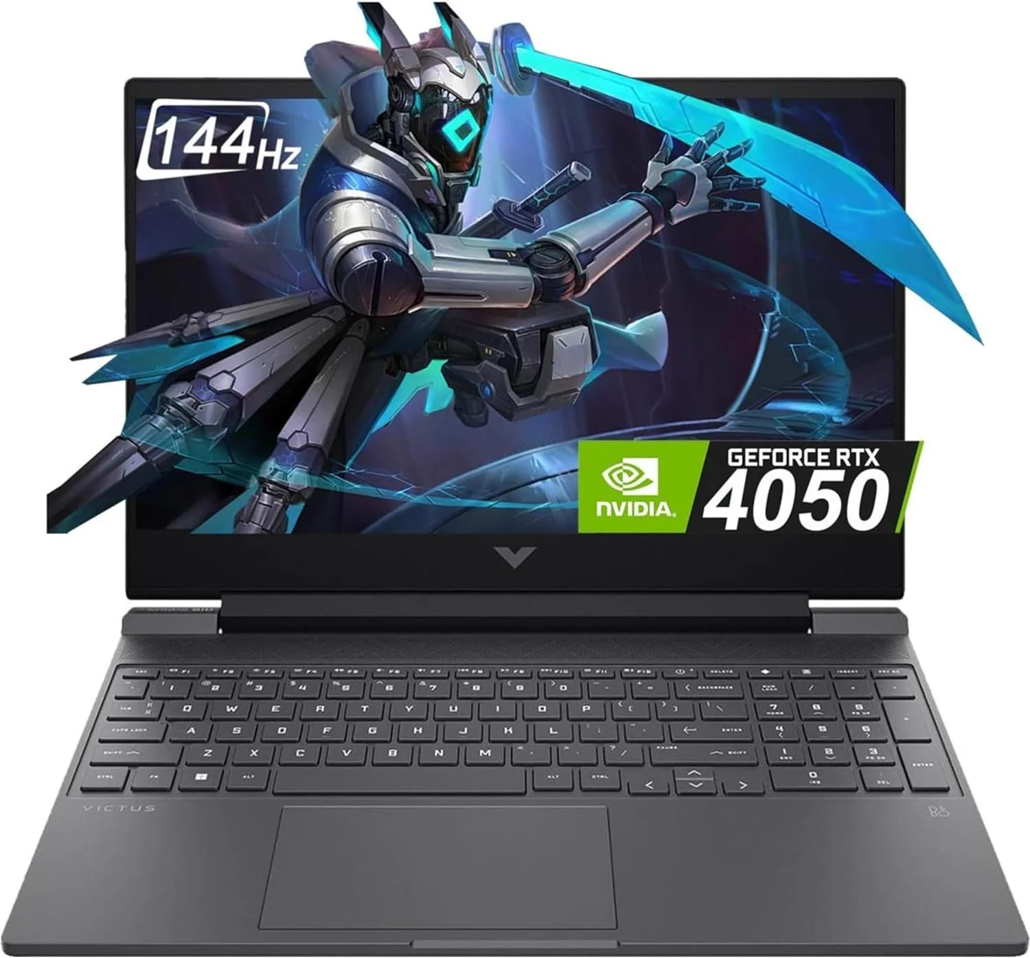 لپ تاپ گیمینگ HP Victus 15 FA2701WM با صفحه نمایش 15.6 اینچی، پردازنده Intel Core i5-13420H، رم 16 گیگابایتی DDR4، حافظه SSD 512 گیگابایتی، صفحه نمایش 15.6 اینچی FHD IPS 144 هرتز، کارت گرافیک NVIDIA RTX 4050 6GB، کیبورد انگلیسی با نور پس زمینه، ویندوز 11، نقره ای میکا