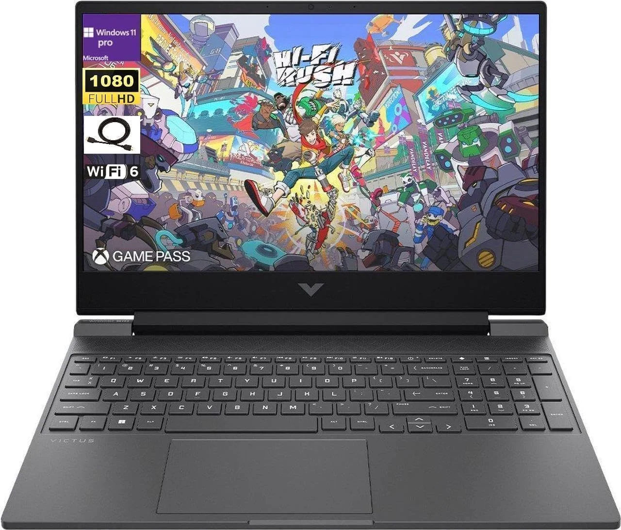 لپ تاپ گیمینگ 15.6 اینچی HP Victus با نرخ تازه سازی 144 هرتز، پردازنده AMD Ryzen 5 7535HS، کارت گرافیک Radeon RX 6550M، رم 8 گیگابایتی، حافظه SSD 512 گیگابایتی، کیبورد با نور پس زمینه، ویندوز 11 پرو، نقره ای میکا