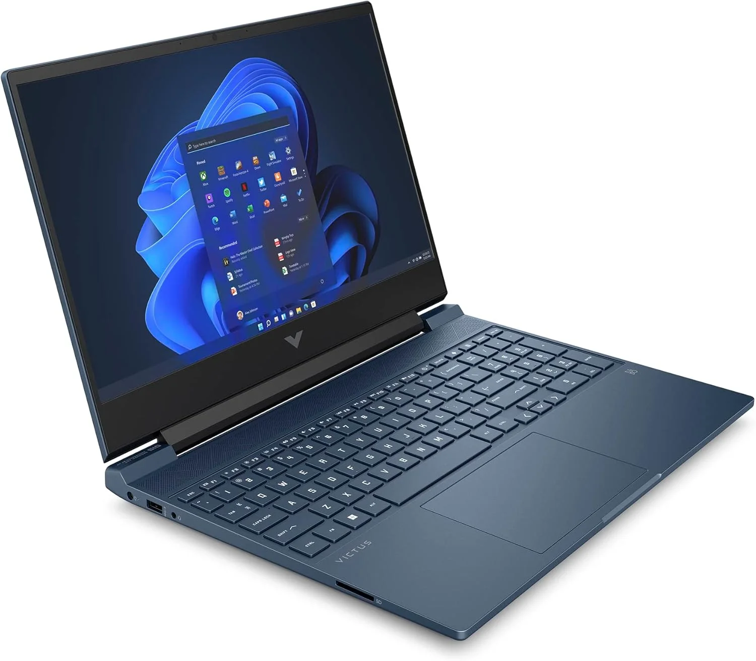 لپ تاپ گیمینگ HP Victus 15-fb1005ne، صفحه نمایش 15.6 اینچی FHD، پردازنده AMD Ryzen™ 5-7535HS، رم 8 گیگابایتی DDR5، حافظه SSD 512 گیگابایتی، گرافیک 4 گیگابایتی NVIDIA® GeForce RTX™ 2050، ویندوز 11، صفحه کلید En-Ar، آبی پرفورمنس - [973W6EA]