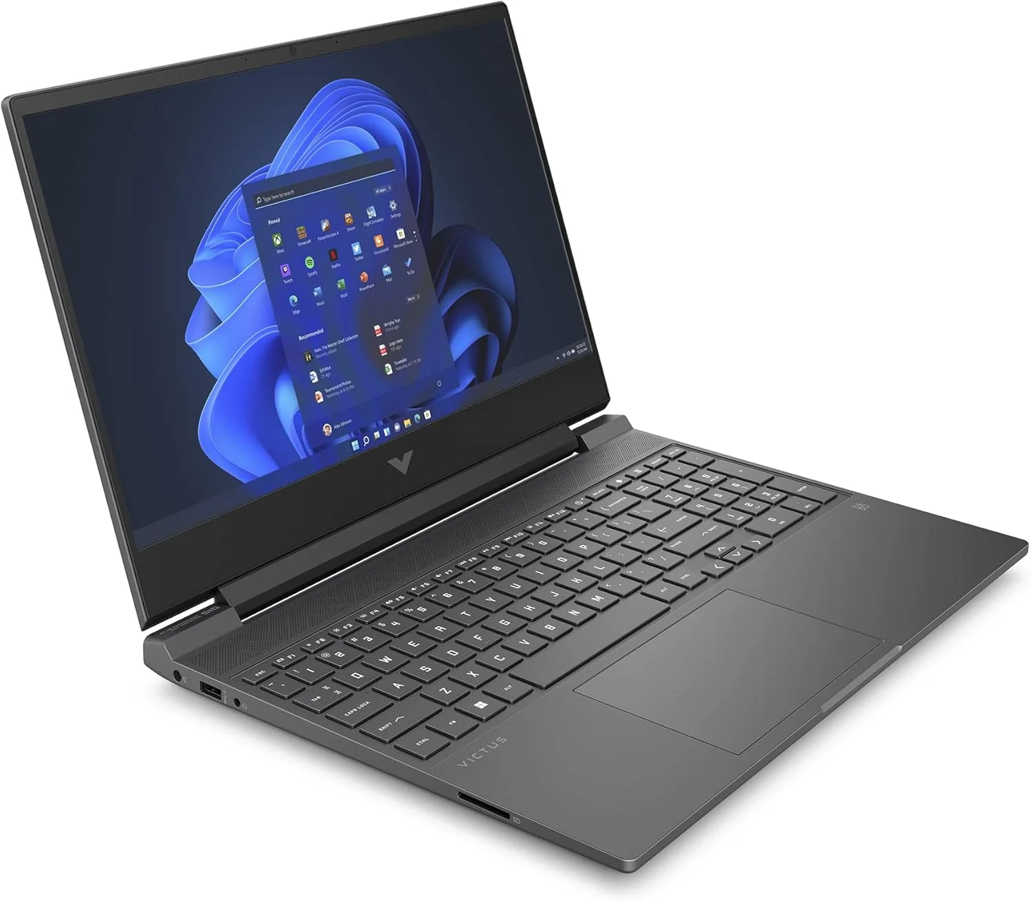 لپ تاپ گیمینگ HP Victus 15-fa1073ne، صفحه نمایش 15.6 اینچی FHD، پردازنده نسل سیزدهم Intel® Core™ i7، رم 16 گیگابایتی، SSD 512 گیگابایتی، گرافیک 6 گیگابایتی NVIDIA® GeForce RTX™ 3050، ویندوز 11 هوم، صفحه کلید عربی-انگلیسی، نقره ای میکا - [7Z8J7EA]
