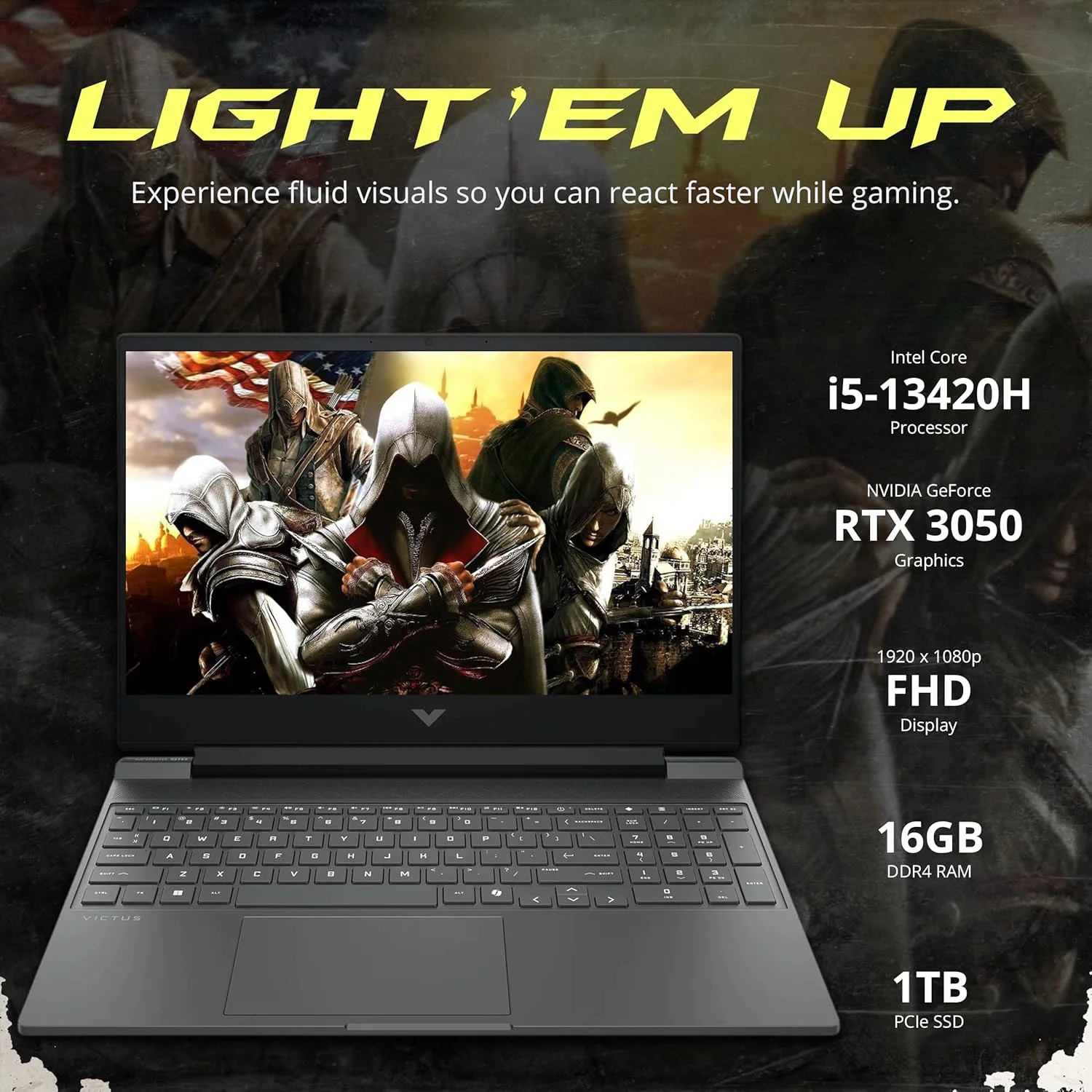 لپ تاپ گیمینگ HP Victus، صفحه نمایش 15.6 اینچی FHD IPS 144 هرتز، پردازنده Intel i5-13420H، رم 16 گیگابایتی، SSD PCIe 1 ترابایتی، کارت گرافیک NVIDIA GeForce RTX 3050، کیبورد با نور پس زمینه، دوربین، Wi-Fi 6، ویندوز 11 پرو، نقره ای، مجموعه داکینگ استیشن 1 ترابایتی لپ تاپ گیمینگ HP Victus، صفحه نمایش 15.6 اینچی FHD IPS 144 هرتز، پردازنده Intel i5-13420H، رم 16 گیگابایتی، SSD PCIe 1 ترابایتی، کارت گرافیک NVIDIA GeForce RTX 3050، کیبورد با نور پس زمینه، دوربین، Wi-Fi 6، ویندوز 11 پرو، نقره ای، مجموعه داکینگ استیشن 1 ترابایتی