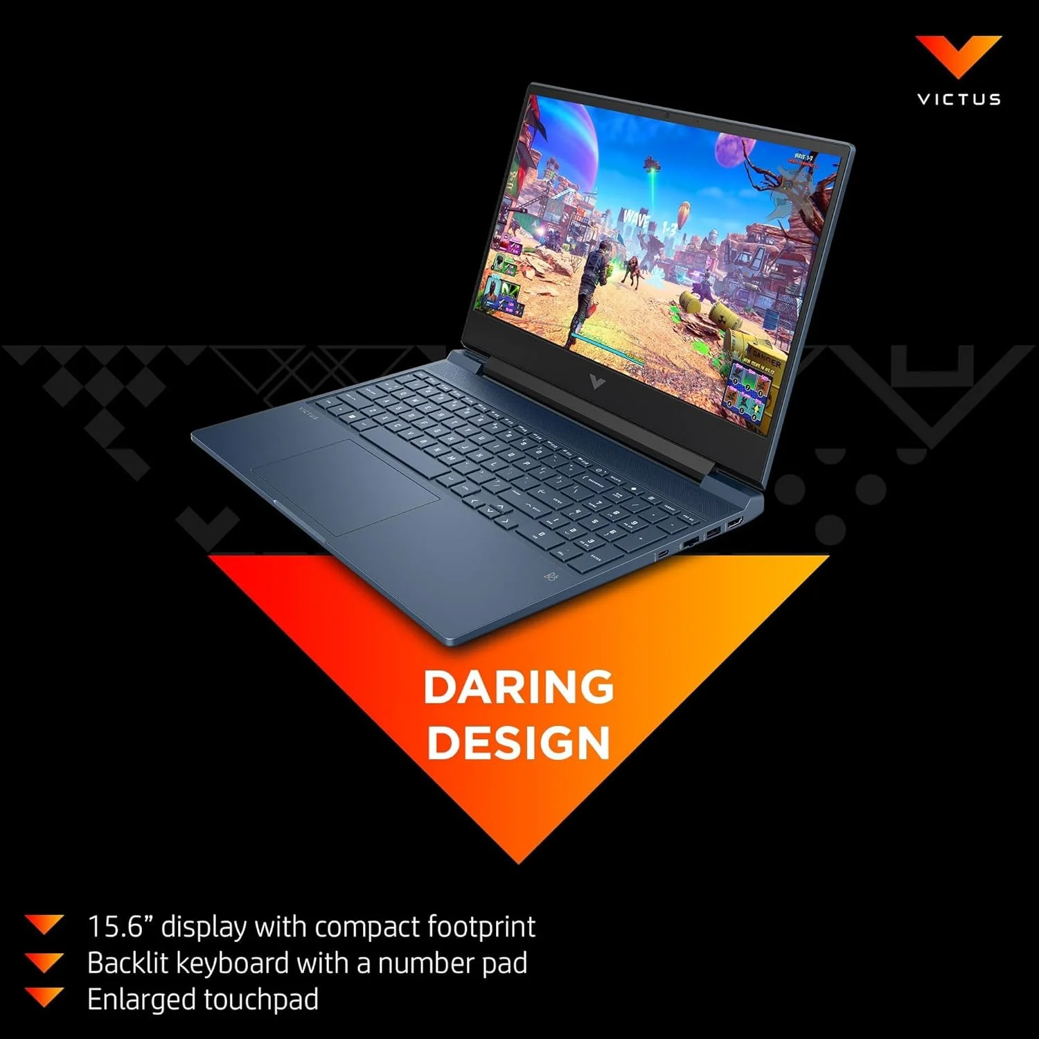 لپ تاپ گیمینگ Victus 15-fa1072ne، صفحه نمایش 15.6 اینچی FHD 144Hz، پردازنده نسل سیزدهم Intel® Core™ i7-13700H، رم 16 گیگابایتی DDR4، حافظه SSD 512 گیگابایتی، کارت گرافیک 6 گیگابایتی NVIDIA® GeForce RTX™ 3050، ویندوز 11، آبی پرفورمنس، کیبورد با نور پس زمینه انگلیسی/عربی [7Z8C4EA]