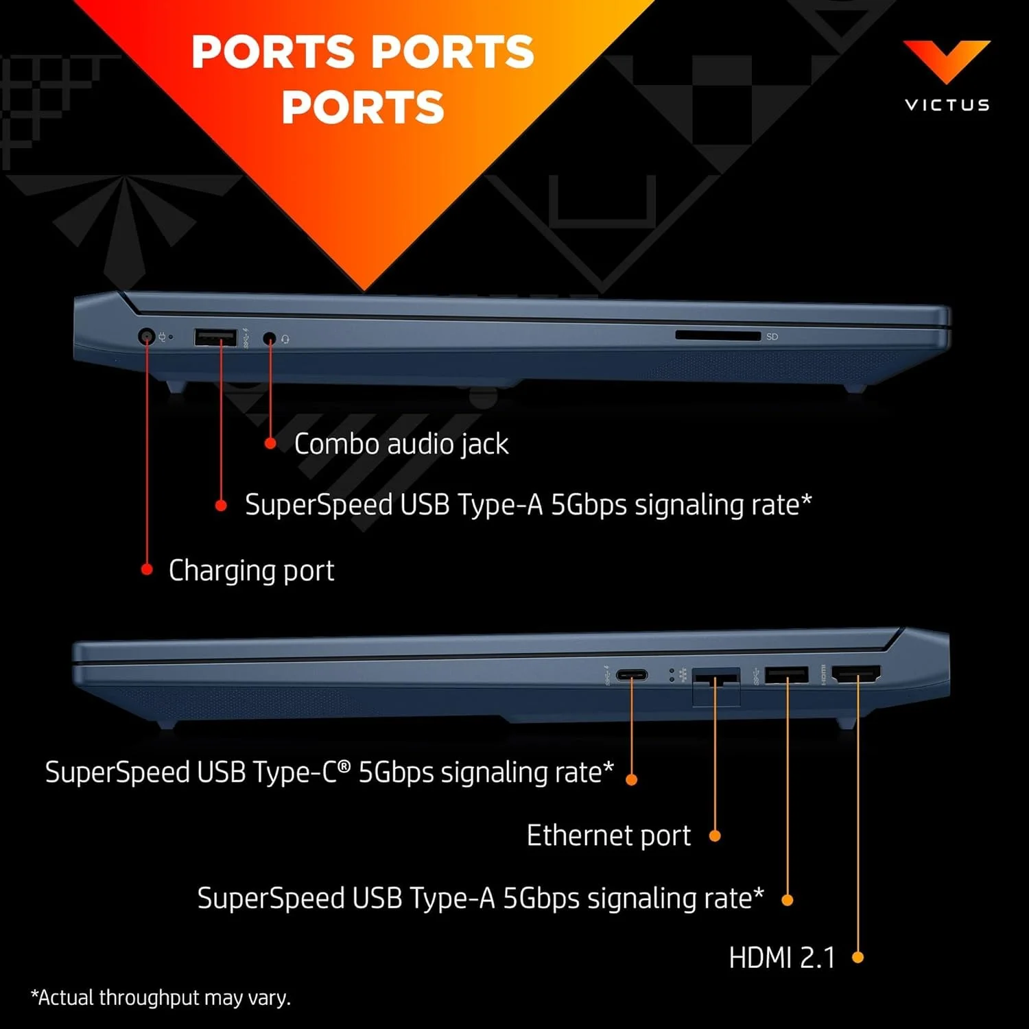 لپ تاپ گیمینگ Victus 15-fa1072ne، صفحه نمایش 15.6 اینچی FHD 144Hz، پردازنده نسل سیزدهم Intel® Core™ i7-13700H، رم 16 گیگابایتی DDR4، حافظه SSD 512 گیگابایتی، کارت گرافیک 6 گیگابایتی NVIDIA® GeForce RTX™ 3050، ویندوز 11، آبی پرفورمنس، کیبورد با نور پس زمینه انگلیسی/عربی [7Z8C4EA]