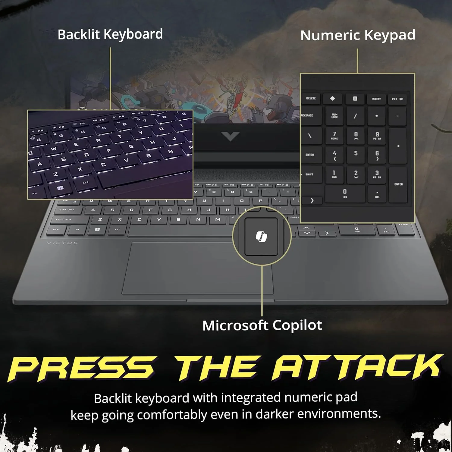 لپ تاپ گیمینگ HP Victus، صفحه نمایش 15.6 اینچی FHD IPS 144 هرتز، پردازنده Intel i5-13420H، رم 16 گیگابایتی، SSD PCIe 1 ترابایتی، کارت گرافیک NVIDIA GeForce RTX 3050، کیبورد با نور پس زمینه، دوربین، Wi-Fi 6، ویندوز 11 پرو، نقره ای، مجموعه داکینگ استیشن 1 ترابایتی لپ تاپ گیمینگ HP Victus، صفحه نمایش 15.6 اینچی FHD IPS 144 هرتز، پردازنده Intel i5-13420H، رم 16 گیگابایتی، SSD PCIe 1 ترابایتی، کارت گرافیک NVIDIA GeForce RTX 3050، کیبورد با نور پس زمینه، دوربین، Wi-Fi 6، ویندوز 11 پرو، نقره ای، مجموعه داکینگ استیشن 1 ترابایتی