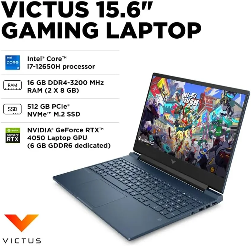 لپ تاپ گیمینگ 15.6 اینچی HP Victus با کیفیت Full HD و نرخ 144 هرتز - پردازنده Intel Core i7 - حافظه 16 گیگابایتی - کارت گرافیک NVIDIA GeForce RTX 4050 - حافظه SSD 512 گیگابایتی - آبی پرفورمنس (ارتقا یافته) لپ تاپ گیمینگ 15.6 اینچی HP Victus با کیفیت Full HD و نرخ 144 هرتز - پردازنده Intel Core i7 - حافظه 16 گیگابایتی - کارت گرافیک NVIDIA GeForce RTX 4050 - حافظه SSD 512 گیگابایتی - آبی پرفورمنس (ارتقا یافته)