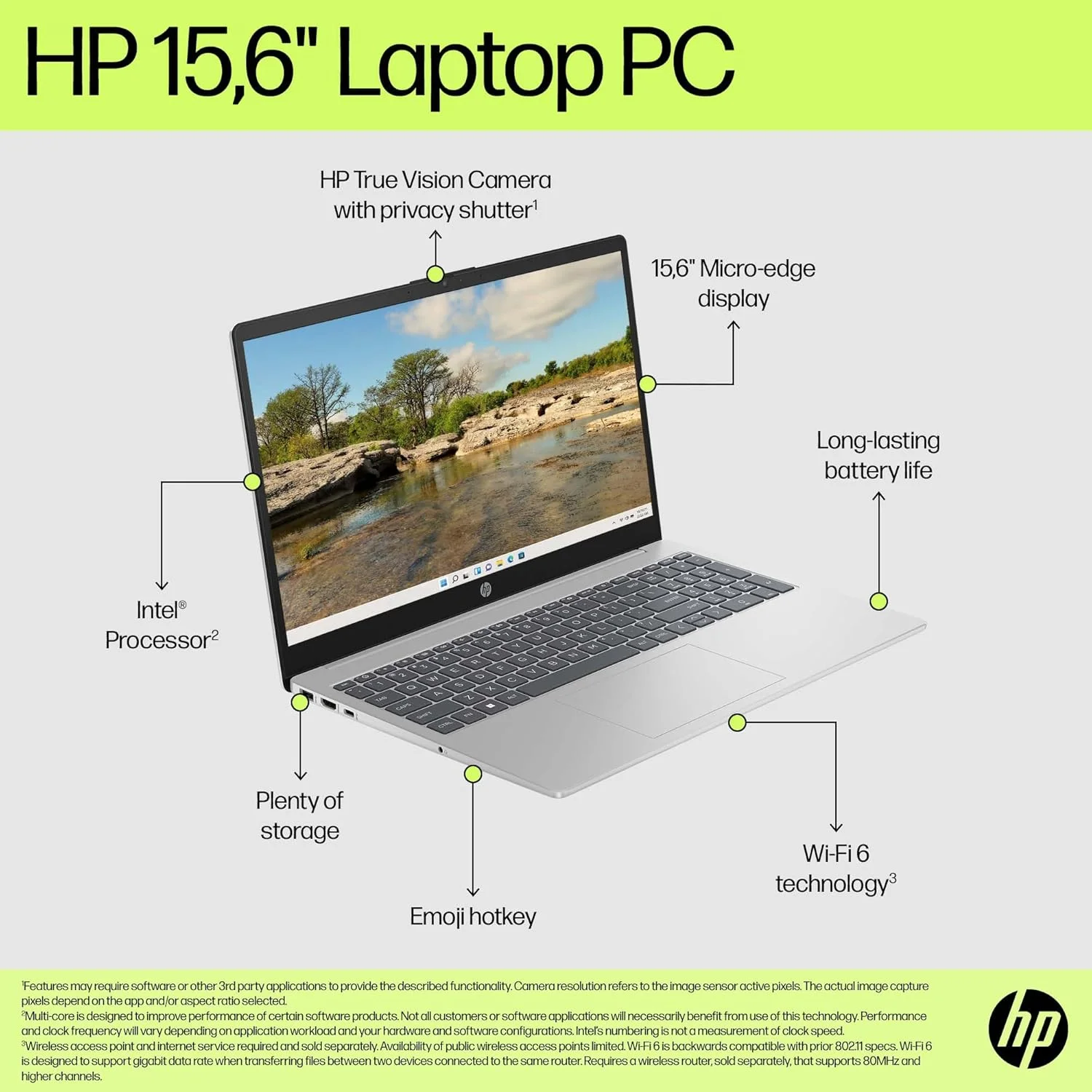 لپ تاپ HP 15-fd0050ne، صفحه نمایش 15.6 اینچی FHD، پردازنده نسل سیزدهم Intel® Core™ i5، رم 8 گیگابایتی، حافظه SSD 512 گیگابایتی، کارت گرافیک 2 گیگابایتی NVIDIA® GeForce® MX570، ویندوز 11 هوم، صفحه کلید انگلیسی-عربی، نقره ای طبیعی - [9P2X1EA]