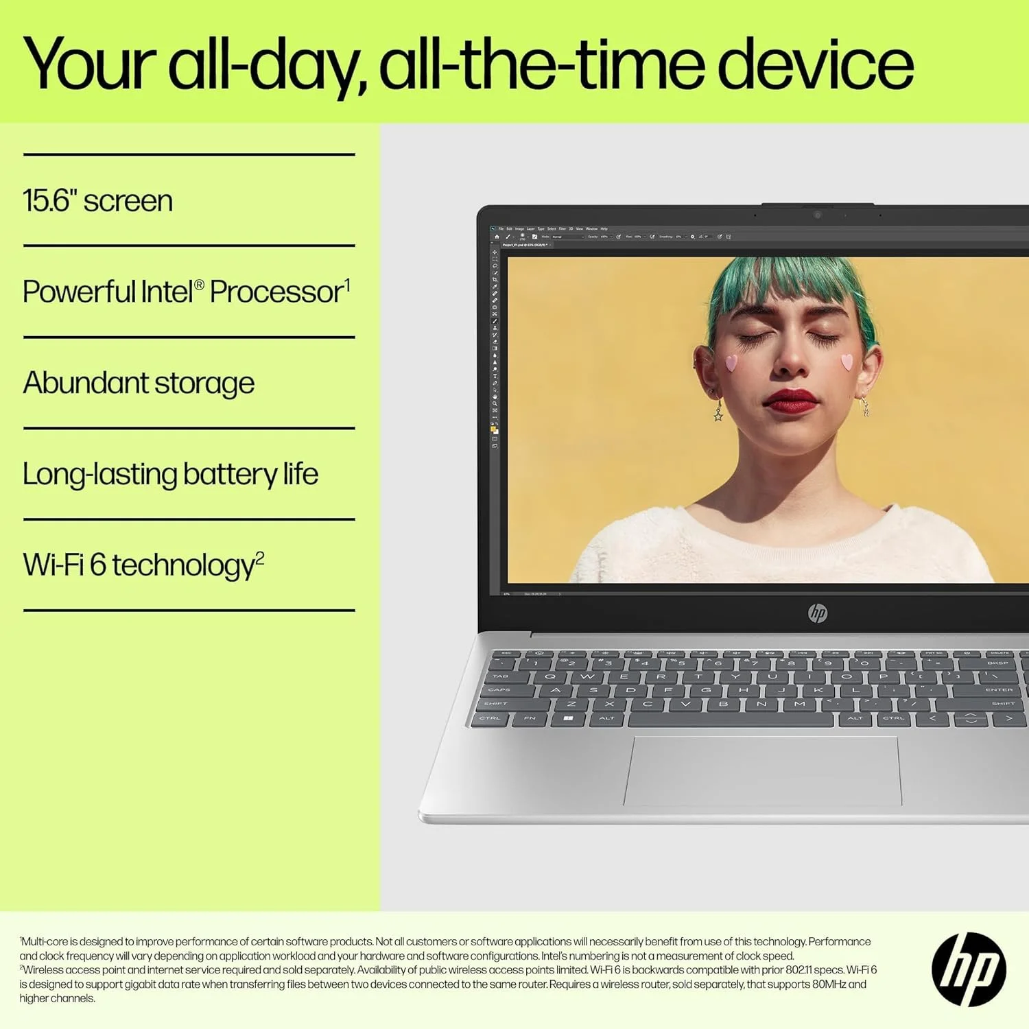 لپ تاپ HP 15-fd0111ne، صفحه نمایش 15.6 اینچی Full HD، پردازنده Intel® Core™ i7-1255U، رم 16 گیگابایتی، SSD 512 گیگابایتی، گرافیک Intel® Iris® Xe، ویندوز 11 Home، کیبورد انگلیسی/عربی، نقره ای طبیعی [B21RHEA]