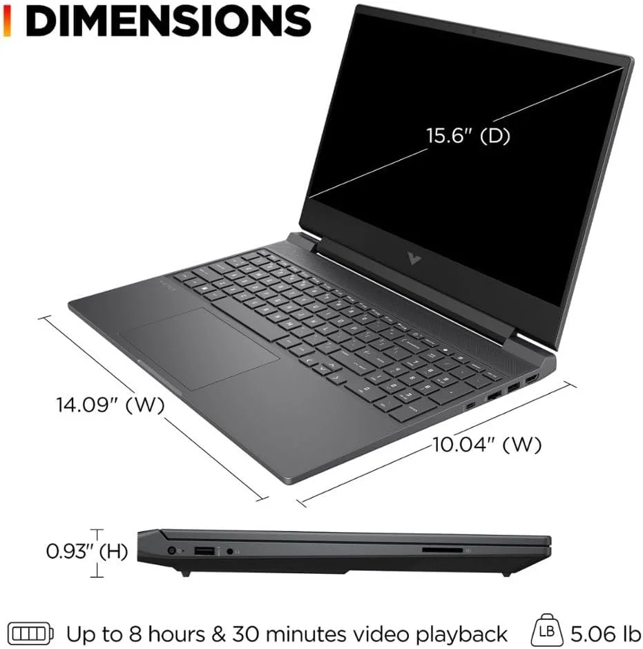لپ تاپ گیمینگ 15.6 اینچی HP Victus با صفحه نمایش FHD 144 هرتز، پردازنده AMD Ryzen 5 7535HS، رم 16 گیگابایتی DDR5، حافظه SSD 1 ترابایتی، کارت گرافیک AMD Radeon RX 6550M (بهتر از RTX 2050)، کیبورد با نور پس زمینه، ویندوز 11 پرو، نقره ای میکا (16 گیگابایت رم | 1 ترابایت SSD) لپ تاپ گیمینگ 15.6 اینچی HP Victus با صفحه نمایش FHD 144 هرتز، پردازنده AMD Ryzen 5 7535HS، رم 16 گیگابایتی DDR5، حافظه SSD 1 ترابایتی، کارت گرافیک AMD Radeon RX 6550M (بهتر از RTX 2050)، کیبورد با نور پس زمینه، ویندوز 11 پرو، نقره ای میکا (16 گیگابایت رم | 1 ترابایت SSD)