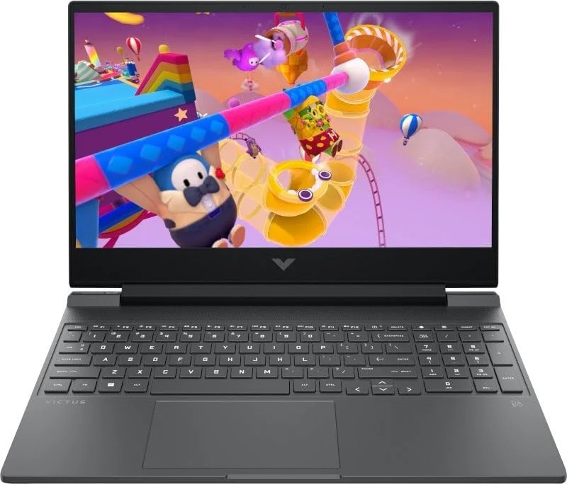 لپ تاپ گیمینگ Victus 15-fb3010ne، صفحه نمایش 15.6 اینچی FHD، پردازنده AMD Ryzen™ 7 7445H، رم 16 گیگابایتی DDR5، حافظه SSD 512 گیگابایتی، کارت گرافیک 6 گیگابایتی NVIDIA® GeForce RTX™ 3050، صفحه کلید انگلیسی/عربی، ویندوز 11 هوم، نقره ای میکا [C08QMEA]