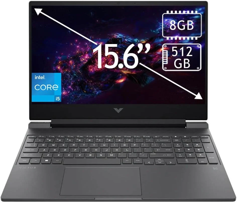 لپ تاپ گیمینگ HP Victus 15.6 اینچی Core i5 8GB 512GB نقره ای مدل 15-fa2013dx