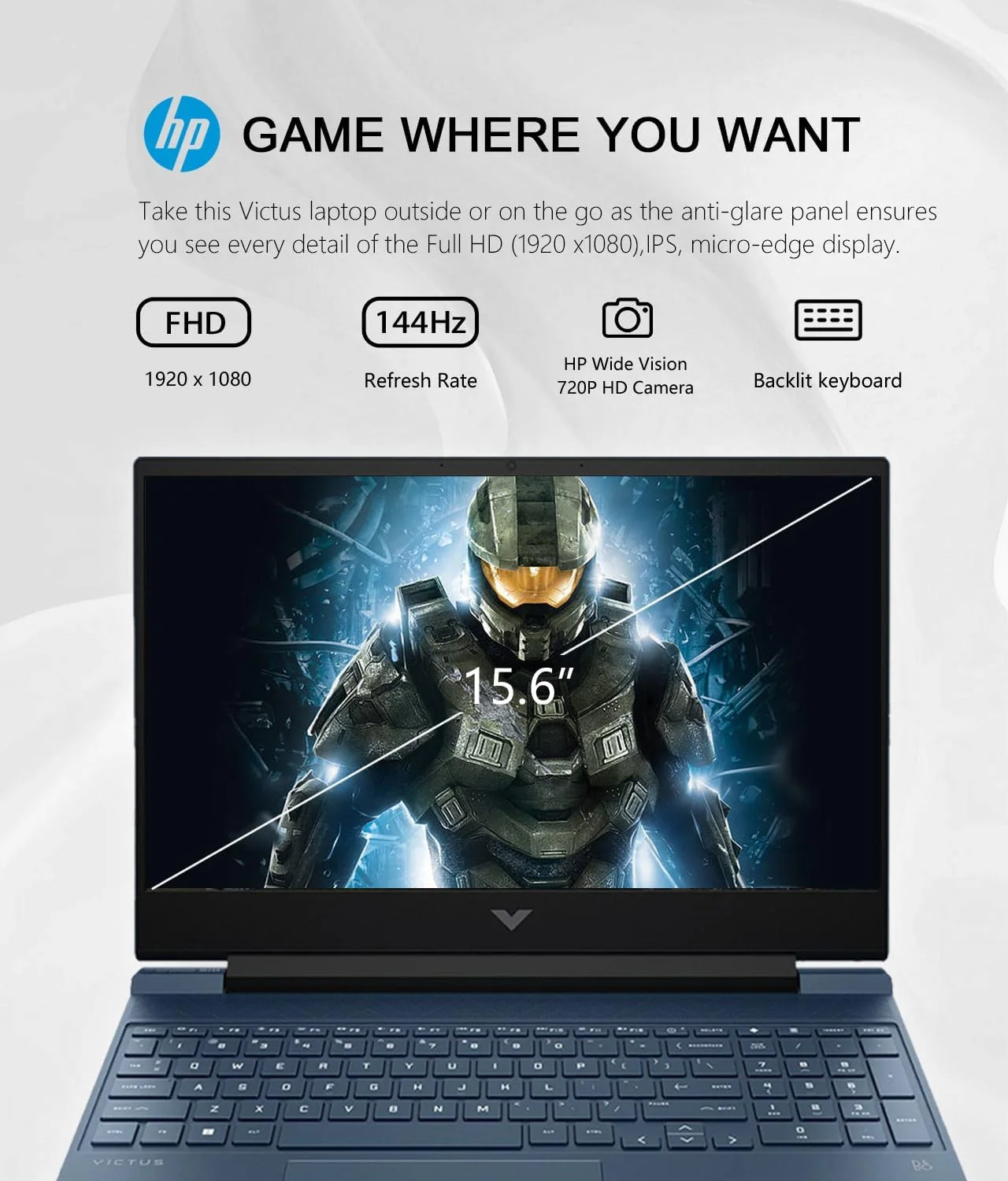 لپ تاپ گیمینگ HP Victus با صفحه نمایش 15.6 اینچی Full HD 144Hz - پردازنده Intel Core i5-12450H نسل 12 - حافظه 32 گیگابایتی - کارت گرافیک NVIDIA GeForce RTX 3050 - حافظه SSD 1 ترابایتی - کیبورد با نور پس زمینه - ویندوز 11 - آبی عملکردی (ارتقا یافته)