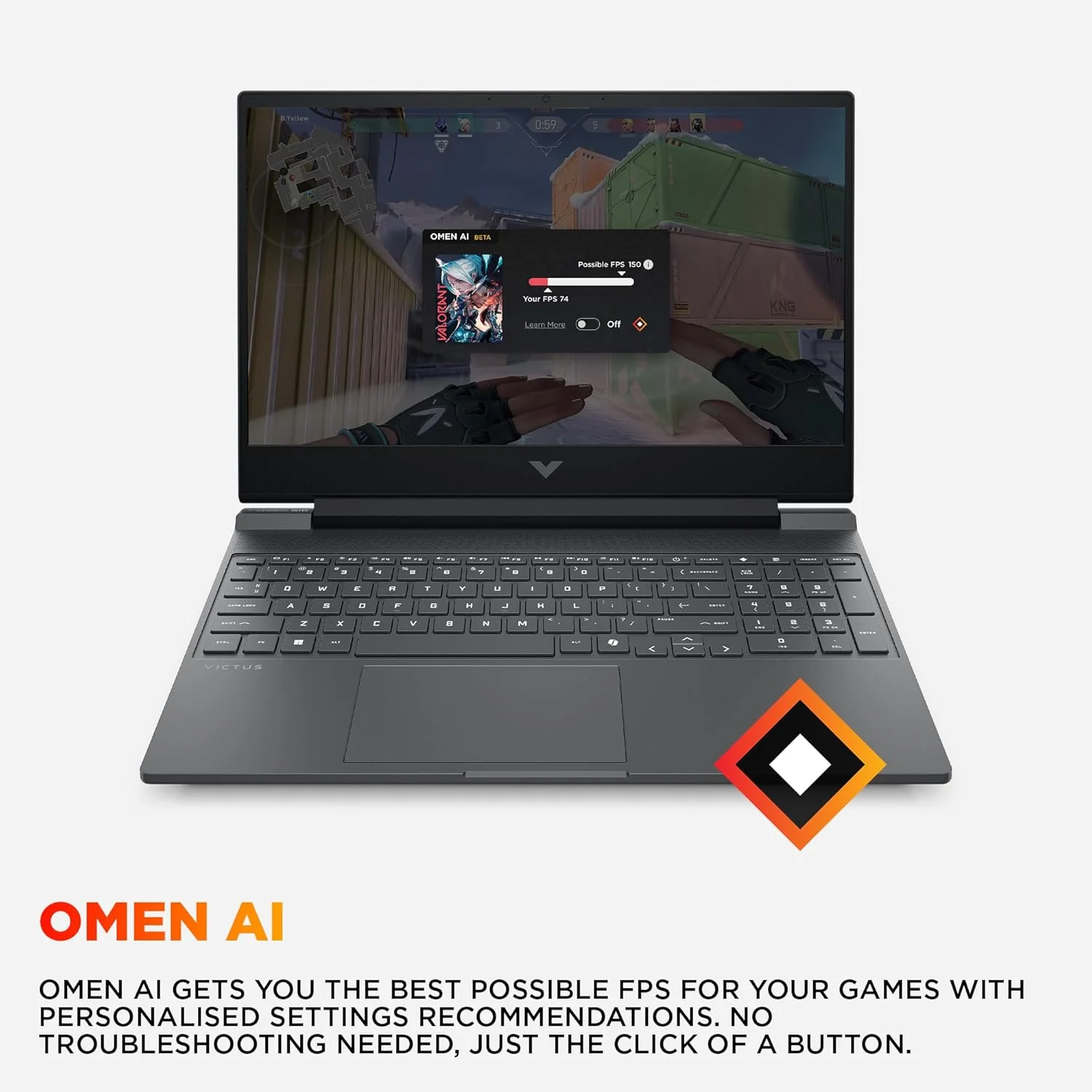 لپ تاپ گیمینگ Victus 15-fa2018ne، ویندوز 11 هوم، 15.6 اینچ، Intel® Core™ i7، رم 16 گیگابایت، SSD 512 گیگابایت، NVIDIA® GeForce RTX™ 3050، FHD، نقره ای میکا