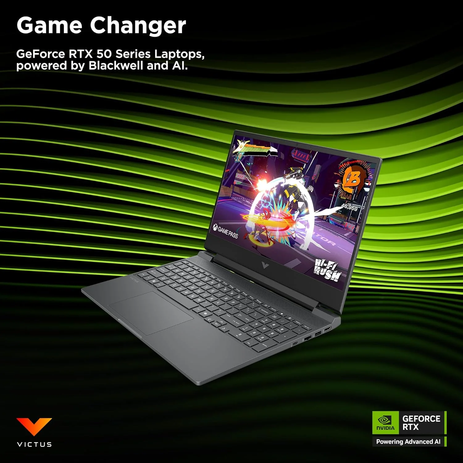 لپ تاپ گیمینگ Victus 15-fa2018ne، ویندوز 11 هوم، 15.6 اینچ، Intel® Core™ i7، رم 16 گیگابایت، SSD 512 گیگابایت، NVIDIA® GeForce RTX™ 3050، FHD، نقره ای میکا