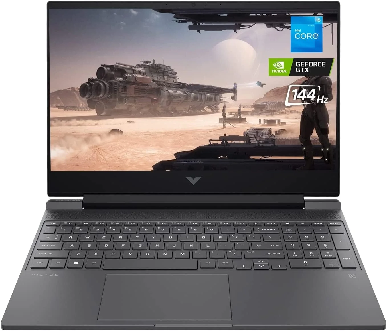 لپ تاپ گیمینگ HP Victus 15.6" FHD 144 هرتز، پردازنده Intel Core i5-12450H، کارت گرافیک NVIDIA GeForce GTX 1650، رم 16 گیگابایت، SSD 512 گیگابایت، HDMI، کارت خوان SD، کیبورد با نور پس زمینه، WiFi 6، ویندوز 11، (ارتقا یافته)